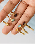 RAW STONES OPEN BANGLE IN GOLD