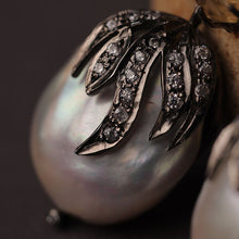 AMETHYST LEAF AND PEARL DROP EARRINGS