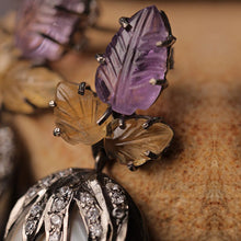 AMETHYST LEAF AND PEARL DROP EARRINGS