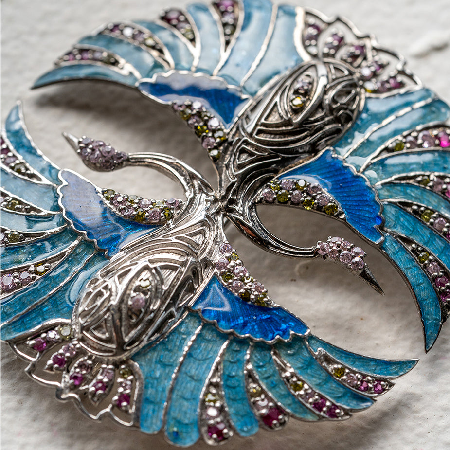 YIN YAN BIRD BROOCH